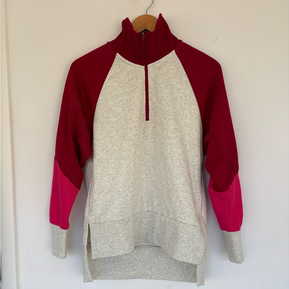 Nike Women's Red, Pink & Light Gray Half-Zip Pullover Sweatshirt